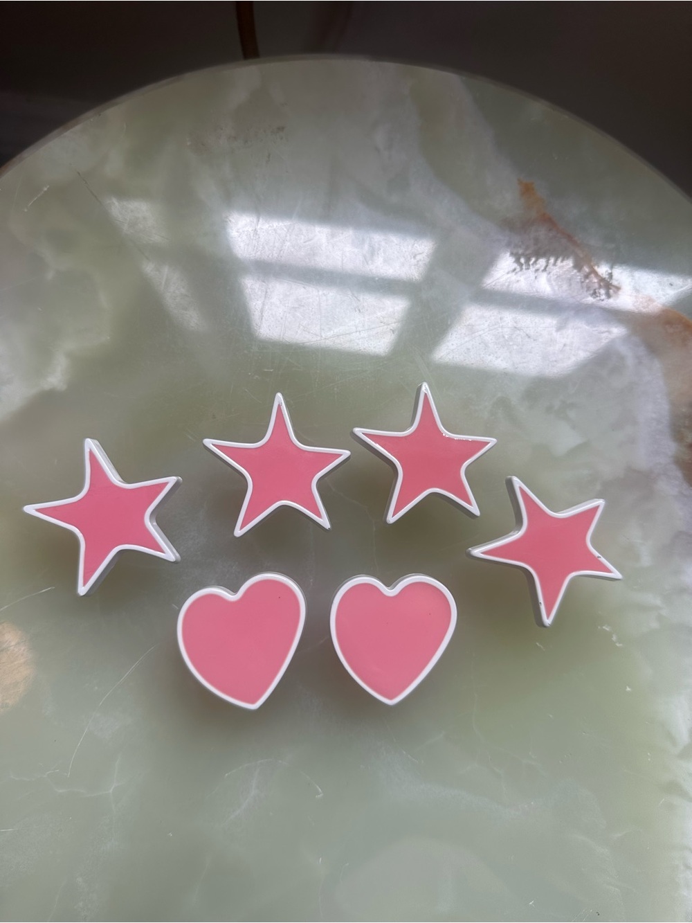 Pink Star and Heart Enamel drawer knobs